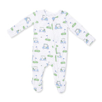 ANGEL DEAR: GOLF CARTS BLUE 2 WAY ZIPPER FOOTIE - IVORY