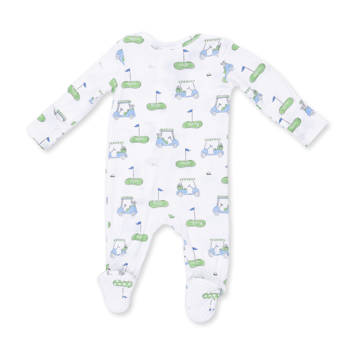 ANGEL DEAR: GOLF CARTS BLUE 2 WAY ZIPPER FOOTIE - IVORY