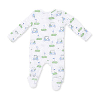 ANGEL DEAR: GOLF CARTS BLUE 2 WAY ZIPPER FOOTIE - IVORY
