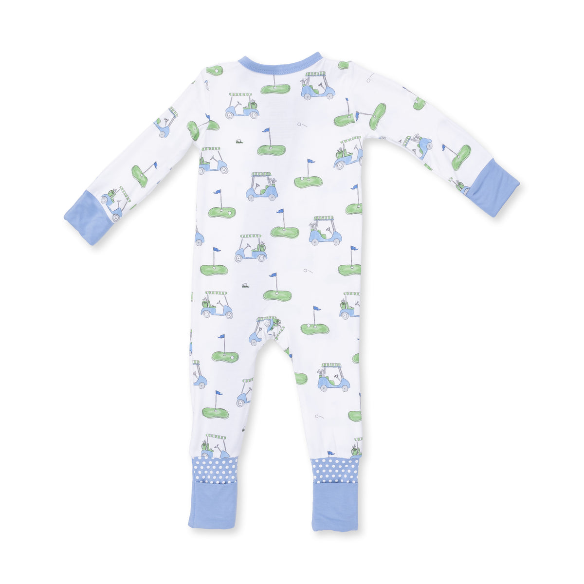 ANGEL DEAR: GOLF CARTS BLUE CONVERTIBLE ROMPER - IVORY