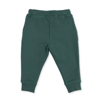 ANGEL DEAR: ORGANIC COTTON JERSEY LONG SLEEVE UNI TOP & ORGANIC FRENCH TERRY JOGGER SET - NAVY/PINE
