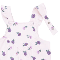 ANGEL DEAR: VIOLETTA FLORAL RUFFLE V-OVERALLS AND LONG SLEEVE BODYSUIT