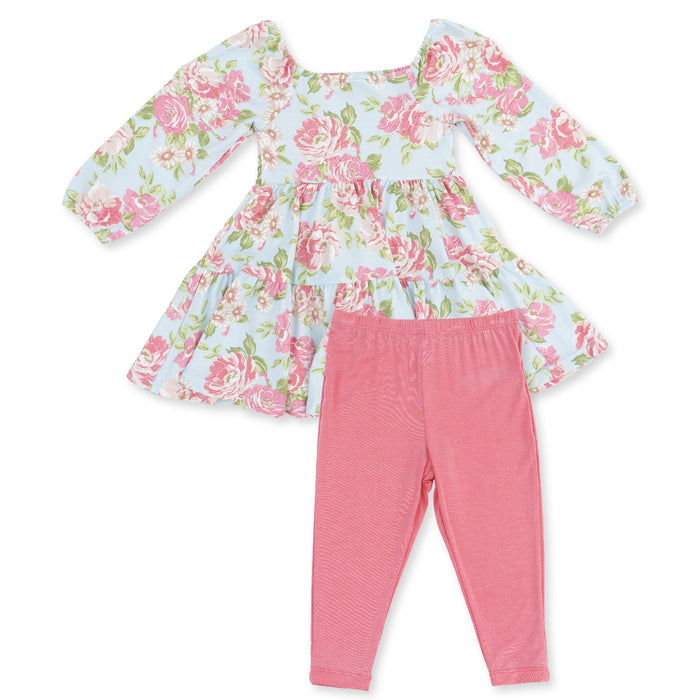 ANGEL DEAR: ANGELINE FLORAL CAP SLEEVE DRESS AND LEGGING SET