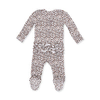 ANGEL DEAR: LEOPARD RIB 2 WAY RUFFLE BACK ZIPPER FOOTIE