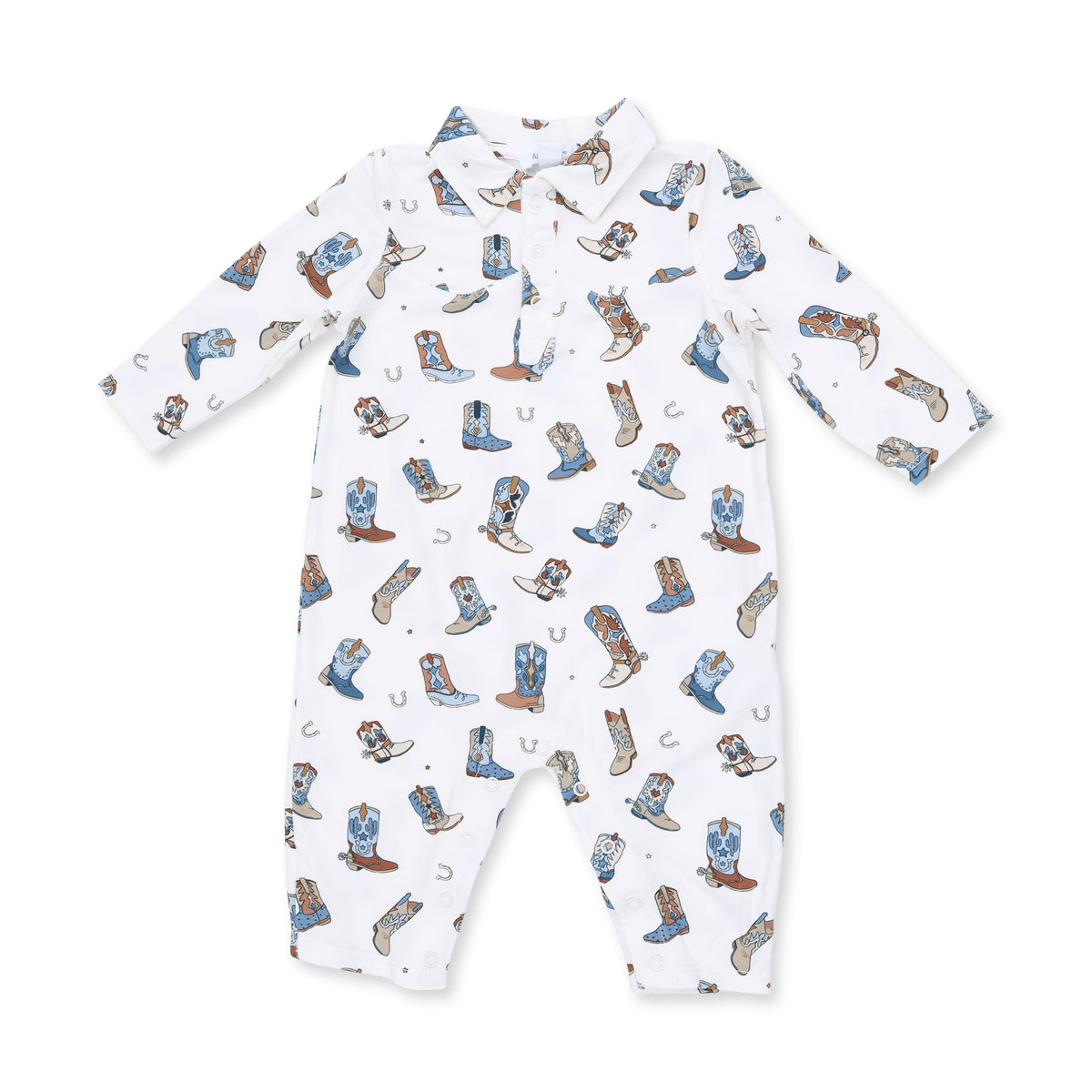 ANGEL DEAR: BUCKAROO BOOTS LONG SLEEVE COWBOY ROMPER