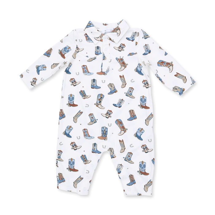 ANGEL DEAR: BUCKAROO BOOTS LONG SLEEVE COWBOY ROMPER
