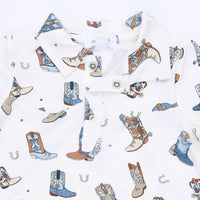 ANGEL DEAR: BUCKAROO BOOTS LONG SLEEVE COWBOY ROMPER