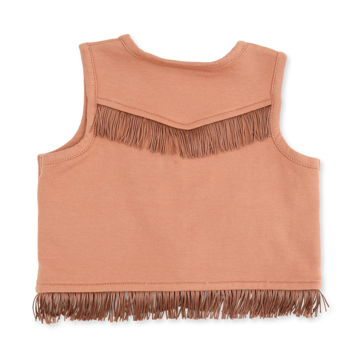 ANGEL DEAR: SOLID MOCHA MOUSSE WESTERN FRINGE VEST