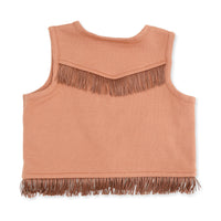 ANGEL DEAR: SOLID MOCHA MOUSSE WESTERN FRINGE VEST