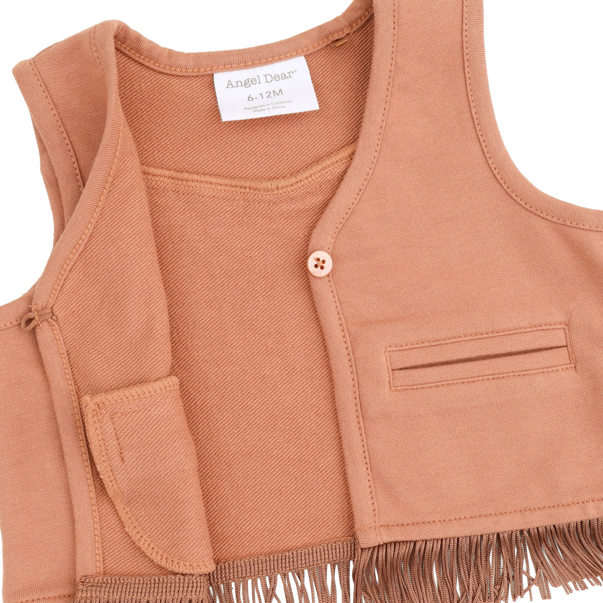 ANGEL DEAR: SOLID MOCHA MOUSSE WESTERN FRINGE VEST