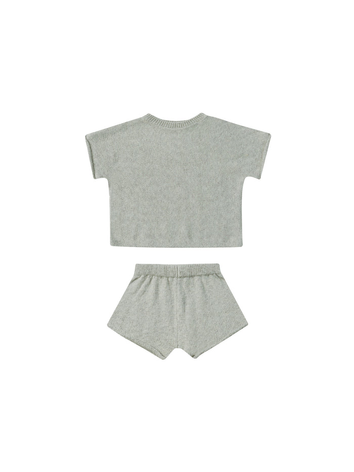QUINCY MAE: RELAXED SUMMER KNIT SET || HEATHERED SKY