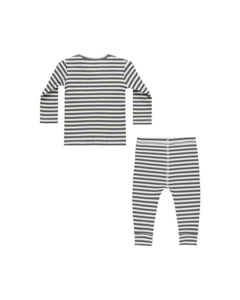 QUINCY MAE: RIBBED TEE + LEGGING SET || INDIGO STRIPE