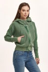 DEAR JOHN: CARLY ZIP UP LONG SLEEVE RELAXED FIT - DARK MOSS