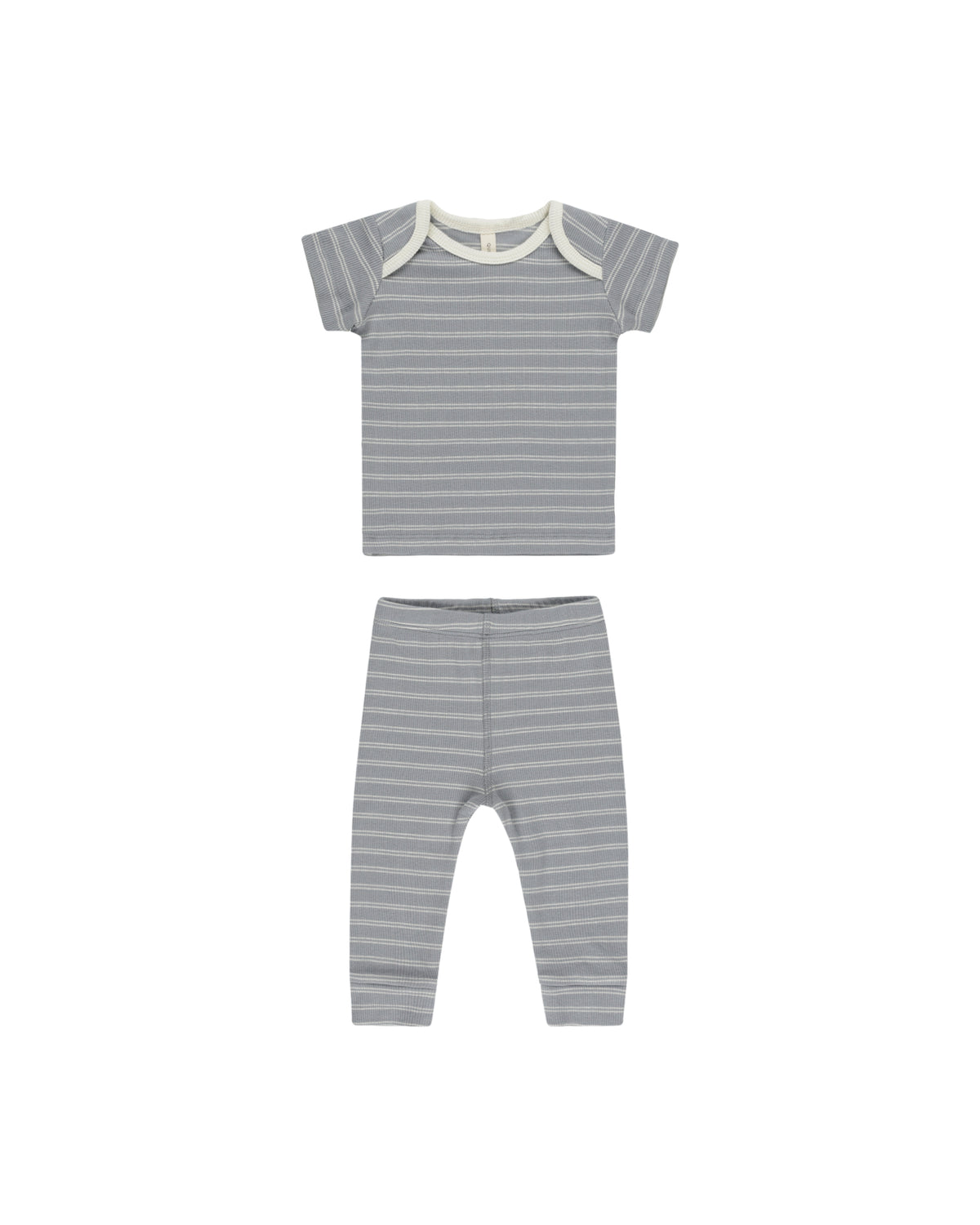 QUINCY MAE: RIBBED SHORT SLEEVE TEE + LEGGING SET || BLUE PINSTRIPE