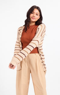 SADIE & SAGE: LOST RANGE STRIPE CARDIGAN - IVORY MULTI