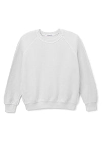PERFECT WHITE TEE: ZIGGY REVERSE FLEECE SHRUNKEN CREW NECK SWEATSHIRT - WHITE