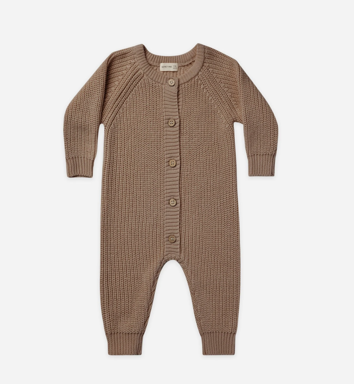 QUINCY MAE: CHUNKY KNIT JUMPSUIT - COCOA