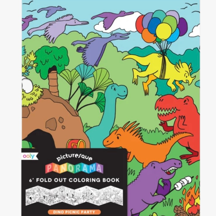 OOLY: DINO PICNIC PARTY 6' FOLD OUT COLORING BOOK