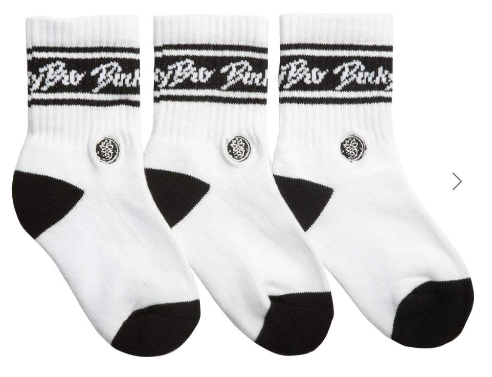 BINKY BRO: 3-PACK MINIMALIST BLACK & WHITE SOCKS