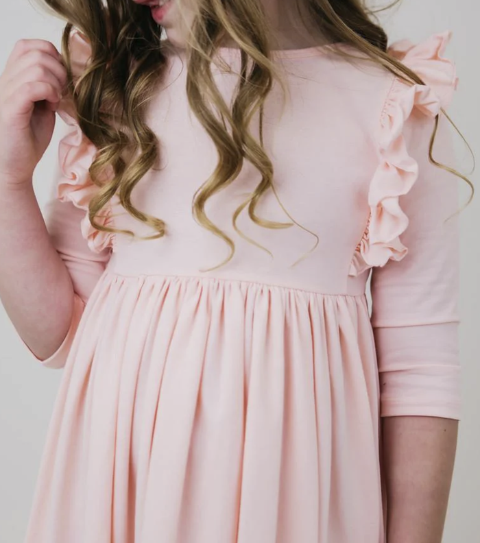 MILA & ROSE: PETAL PINK RUFFLE TWIRL DRESS