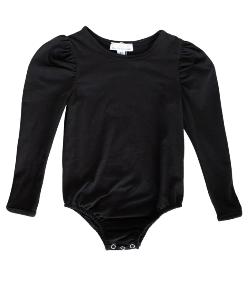 BAILEY'S BLOSSOMS: BLACK ROSALIND PUFF LONG SLEEVE LEOTARD