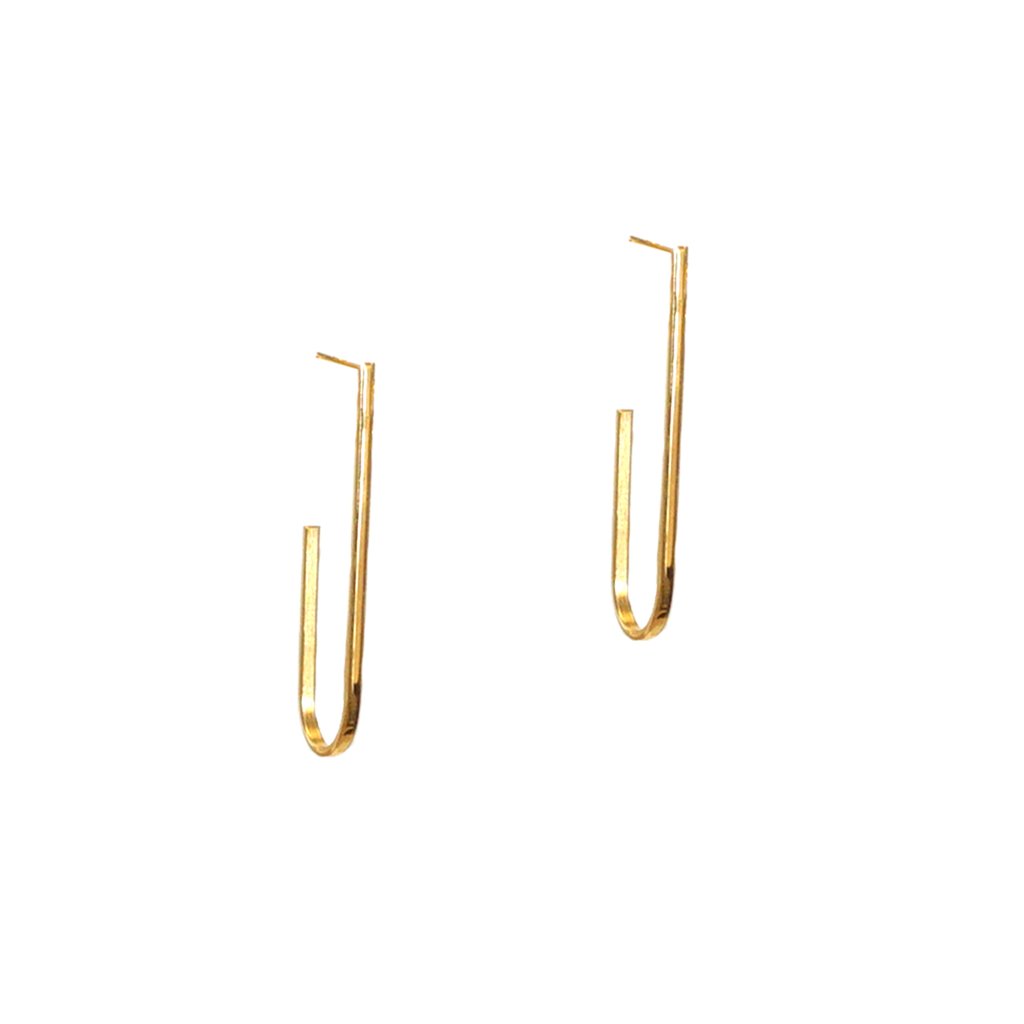 GOLD STAINLESS CURVED METAL EARRINGS