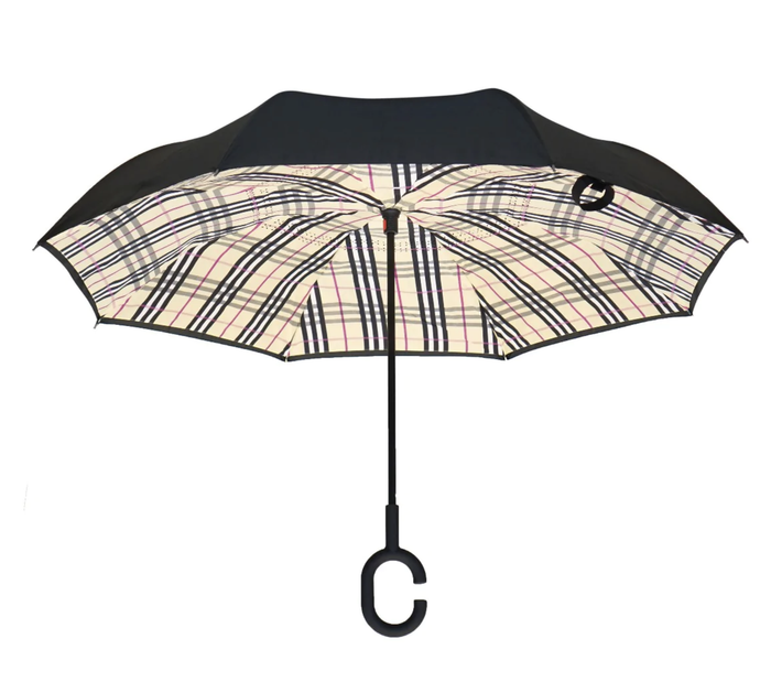 TOPSY TURVY PLAID UMBRELLA