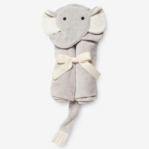 ELEGANT BABY: GRAY ELEPHANT HOODED BATH WRAP