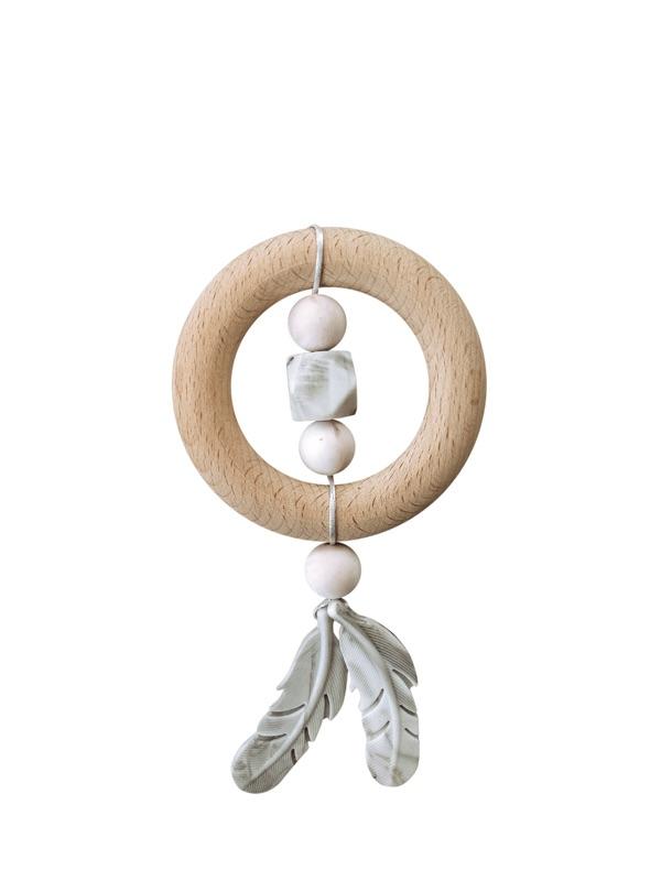 CHEWABLE CHARM: DREAMCATCHER TEETHER- ROSE QUARTZ