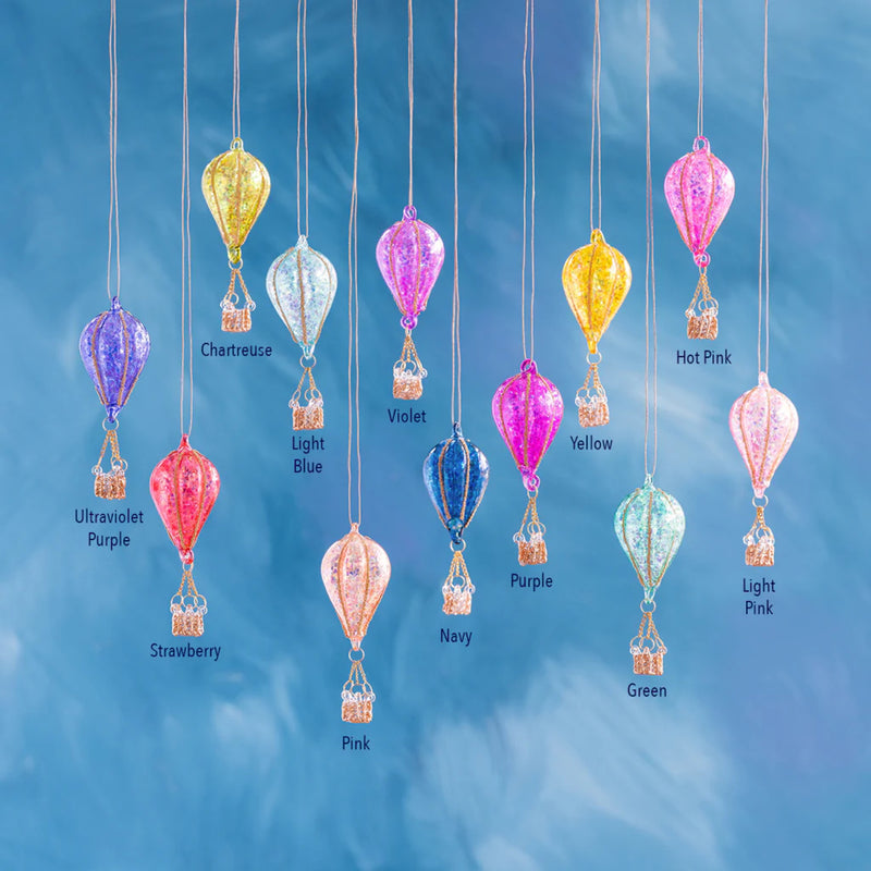 GLITTERVILLE: SMALL RAINBOW HOT AIR BALLOON ORNAMENTS