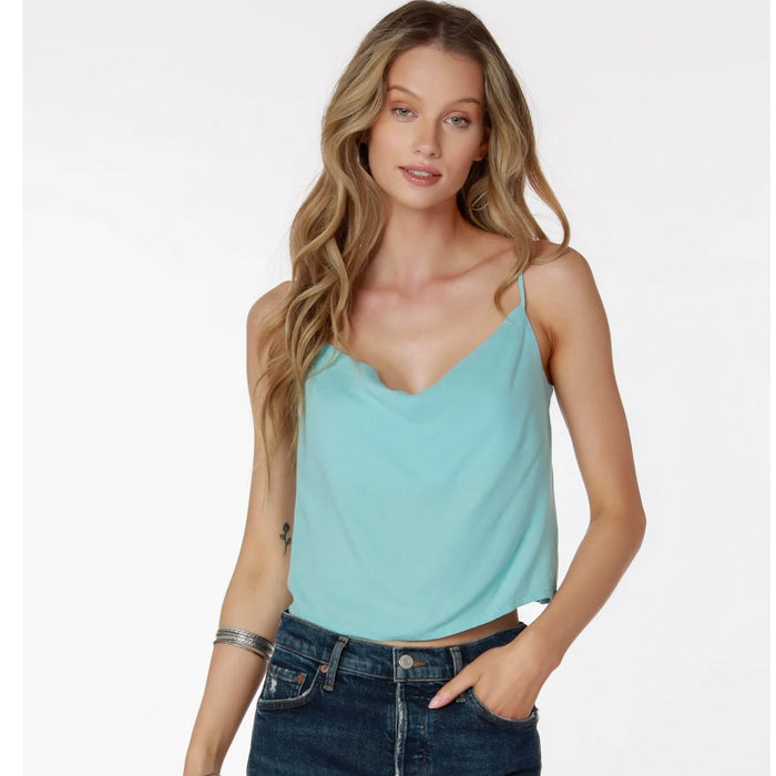 BOBI: ADJUSTABLE COWL NECK CAMI - BLUE