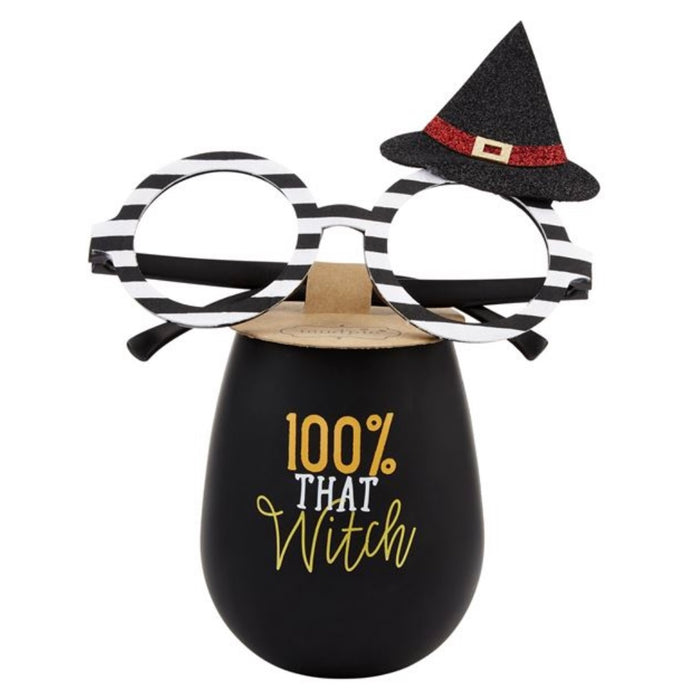 MUD PIE: SILICONE WINE GLASS SET: 100% THAT WITCH