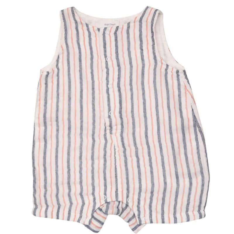 ANGEL DEAR: SHORTIE ROMPER - NAUTICAL TICKING STRIPE