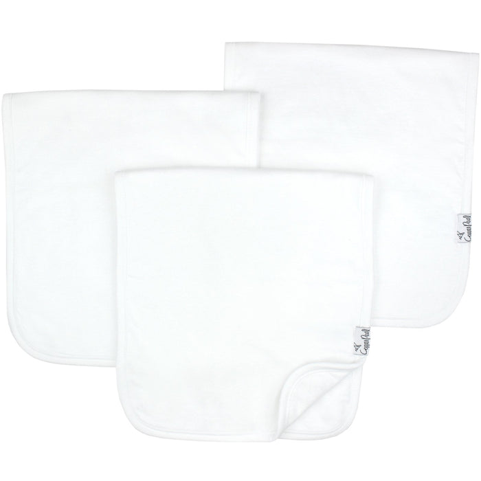 COPPER PEARL: WHITE BASICS BURP CLOTH SET 3-PACK