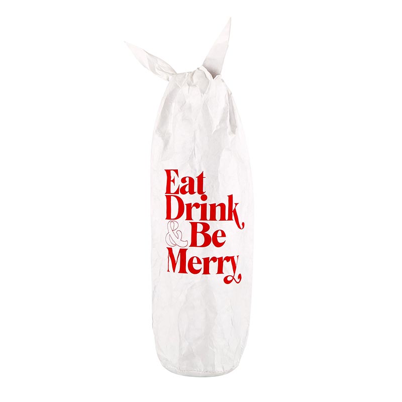 SANTA BARBARA DESIGN STUDIO: FACE TO FACE TYVEK WINE BAG - “EAT, DRINK & BE MERRY”