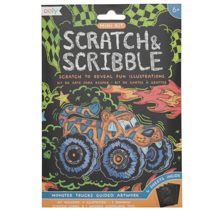 OOLY: MONSTER TRUCK MINI SCRATCH AND SCRIBBLE ART KIT