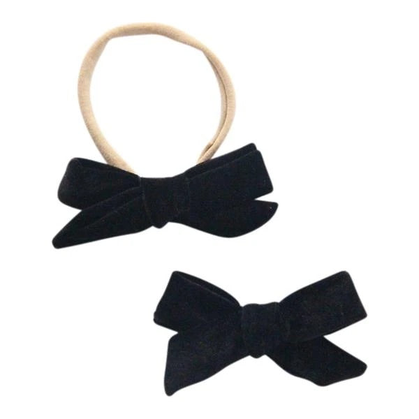 MILA & ROSE: BLACK VELVET BOW HEADBAND