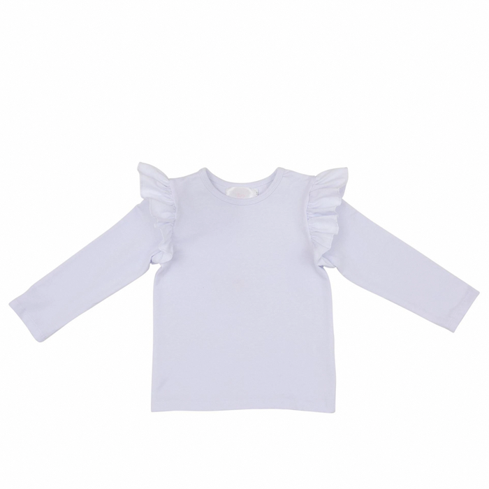 MILA & ROSE: WHITE LONG SLEEVE RUFFLE TEE