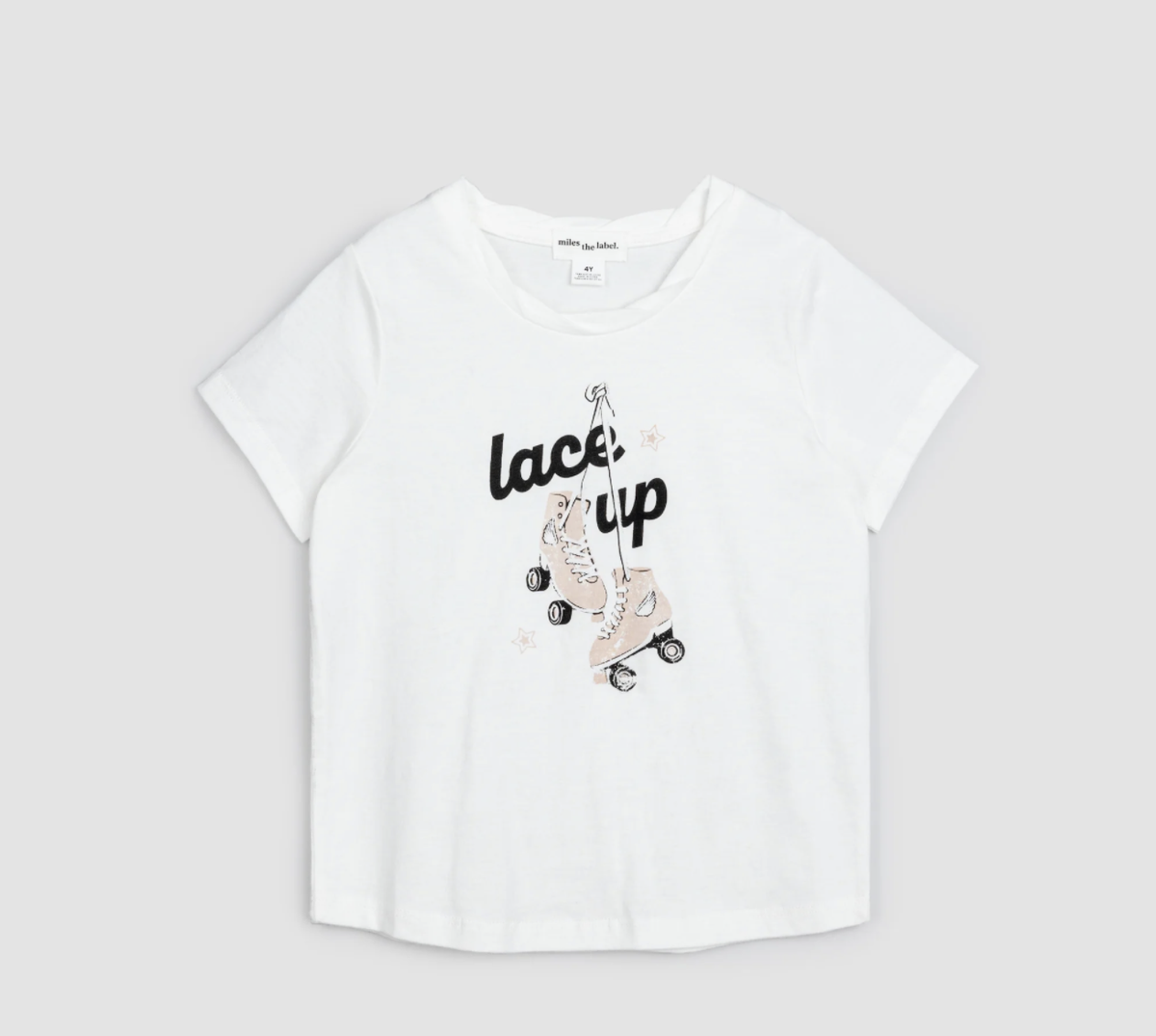 MILES THE LABEL: "LACE UP" OFF-WHITE GIRLS T-SHIRT