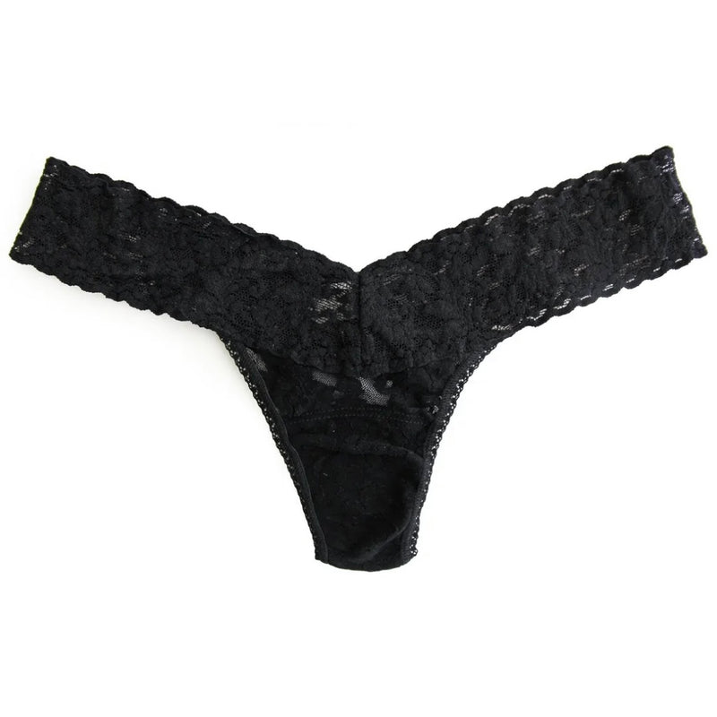 HANKY PANKY:  SIGNATURE LACE LOW RISE THONG - BLACK