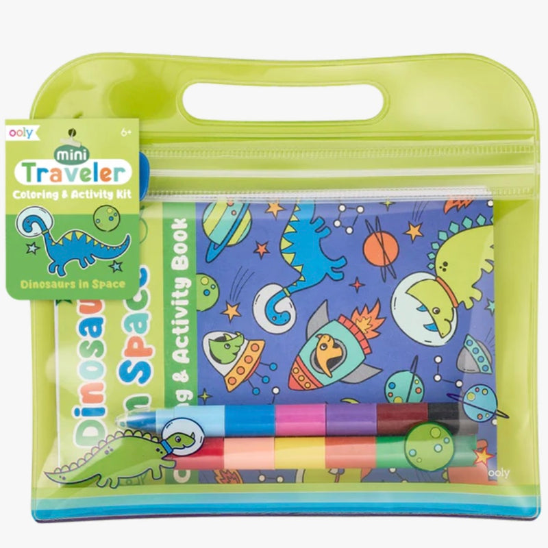 OOLY: MINI TRAVELER COLORING + ACTIVITY KIT - DINOSAURS IN SPACE