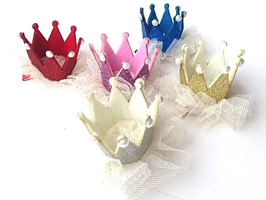 SPARKLE SISTERS: TULLE GLITTER CROWN HAIR CLIPS