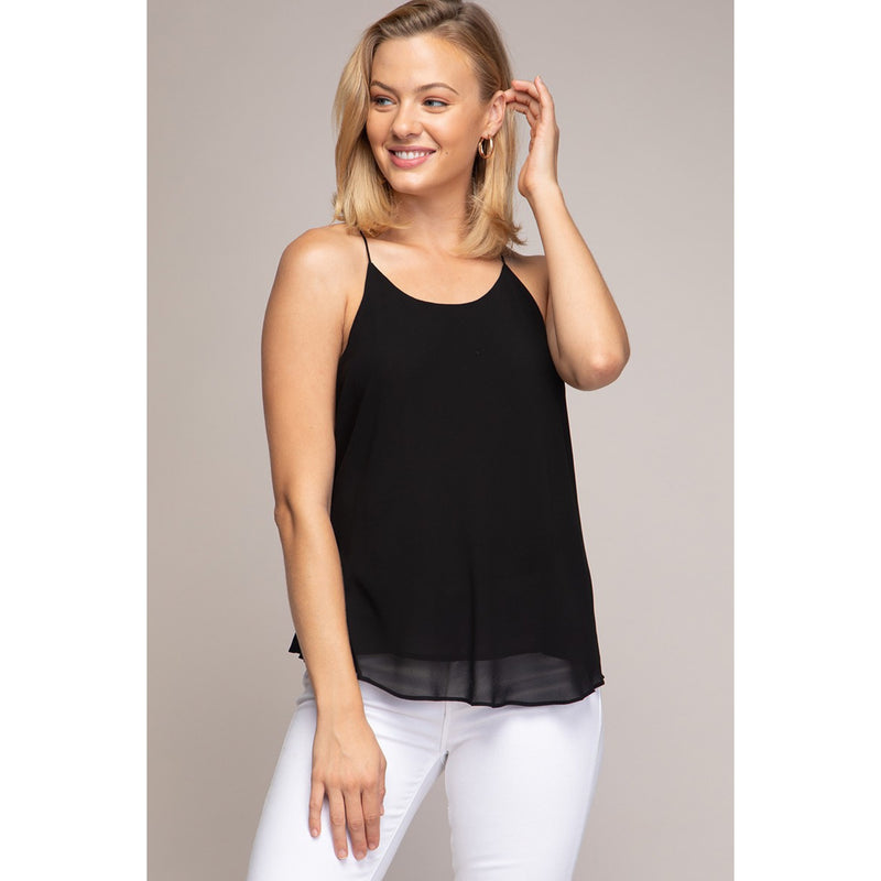 STRING RACERBACK TANK - BLACK