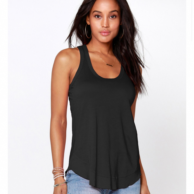 BOBI: CURVED HEM TANK - BLACK