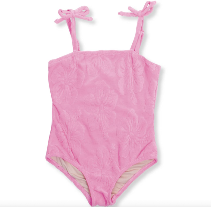 SHADE CRITTERS: PINK HIBISCUS TERRY ONE PIECE SWIMSUIT